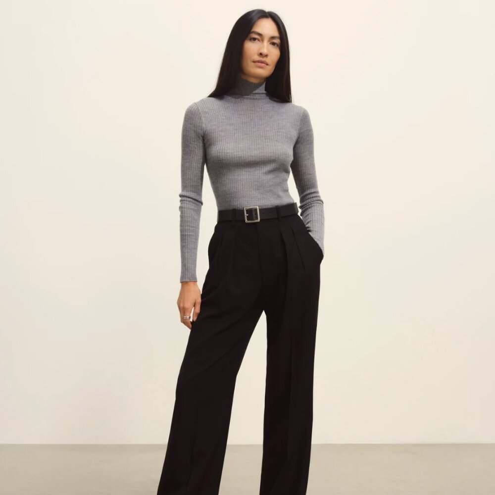 Buck Mason Featherweight Silk Cashmere Turtleneck Heather Gray Size XL NWT - Picture 4 of 9